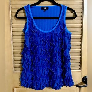 I.N. San Francisco blue ruffles blouse - size medium